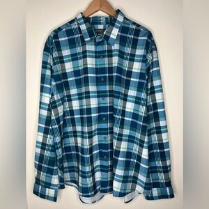 Eddie Bauer Button Up Shirt Mens Size 2XL Blue Plaid Long Sleeves NWT Preppy